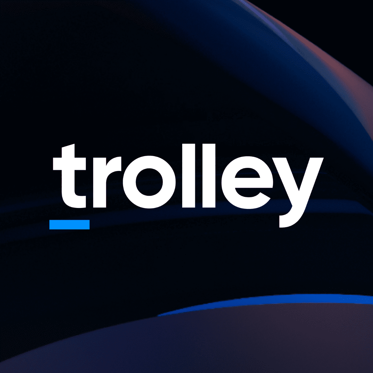 Logo Trolley sur un fond stylisé.